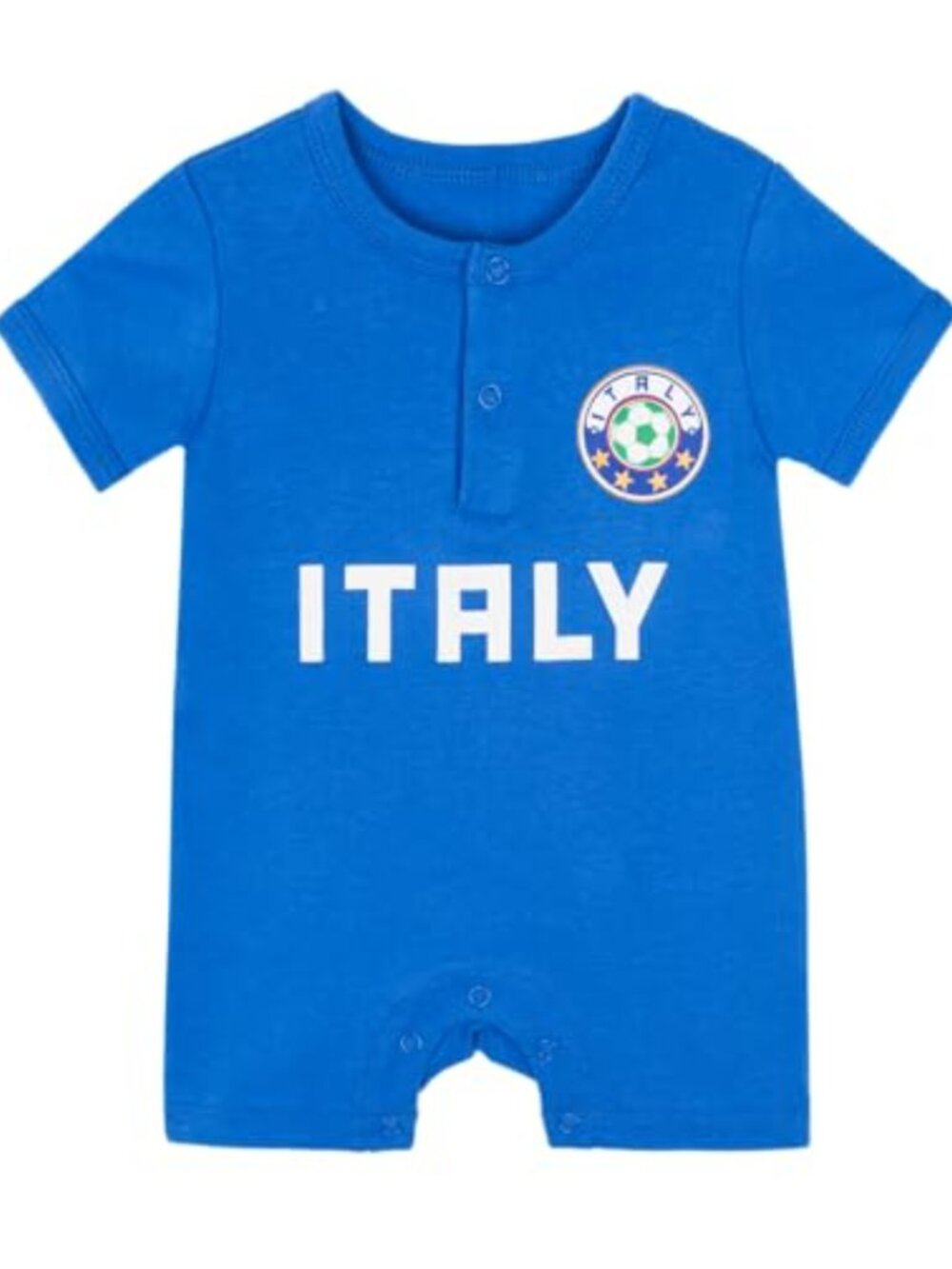 Soccer-Themed Cotton Baby Romper 0-24M, Soft Jersey, Snap Closure